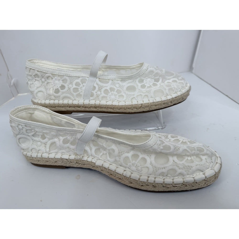Universal Thread Celia Lace Mary Jane Espadrille‎ Flats White Size 11 NWOT